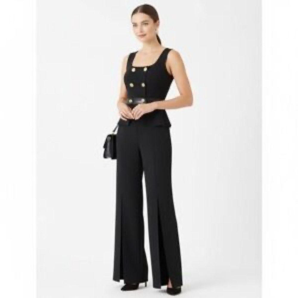 Boston Proper Double Breasted Jumpsuit Gold Buttons Women’s 6 Black Old Money